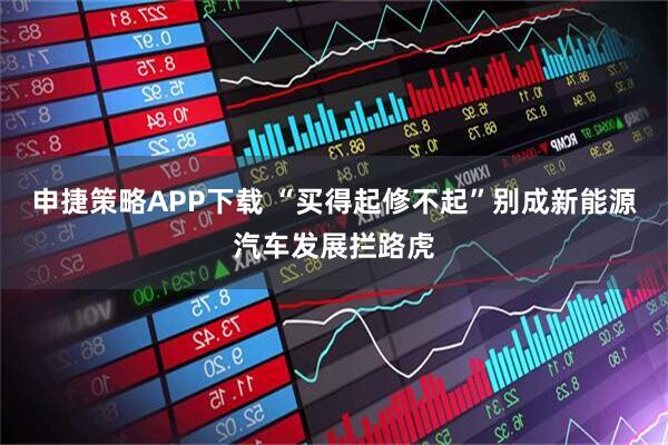 申捷策略APP下载 “买得起修不起”别成新能源汽车发展拦路虎