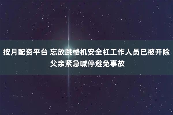 按月配资平台 忘放跳楼机安全杠工作人员已被开除 父亲紧急喊停避免事故